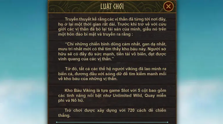 Luật chơi kho báu vikings Dabet